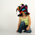 Little girl in a funny hat Royalty Free Stock Photo