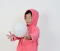 Little girl is get the ball. Royalty Free Stock Photo