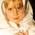 Little Girl Getting Ready for Nativity Play Royalty Free Stock Photo