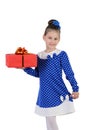Little girl with a gift in their hands Royalty Free Stock Photo