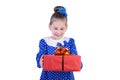 Little girl with a gift in their hands Royalty Free Stock Photo