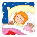 Kids routine actions - sleeping - sweet dreams little girl Royalty Free Stock Photo