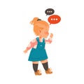 Little Girl Gossiping and Spreading Rumors About Her Agemates Vector Illustration