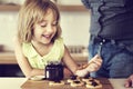 Little Girl Grandfather Bake Cookie Concept Royalty Free Stock Photo