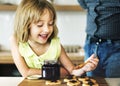 Little Girl Grandfather Bake Cookie Concept Royalty Free Stock Photo