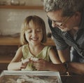 Little Girl Grandfather Bake Cookie Concept Royalty Free Stock Photo