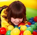 Little girl with group ball. Royalty Free Stock Photo