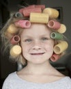Little Girl with Hair Rollers Royalty Free Stock Photo