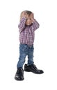 Little girl has big shoes Royalty Free Stock Photo