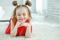 Little girl has no tooth. the child has lost a baby tooth. Royalty Free Stock Photo