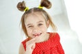 Little girl has no tooth. the child has lost a baby tooth. Royalty Free Stock Photo