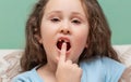The little girl has no tooth. Royalty Free Stock Photo