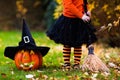 Little girl having fun on Halloween trick or treat Royalty Free Stock Photo