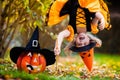 Little girl having fun on Halloween trick or treat Royalty Free Stock Photo