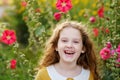Little girl having happy eyes and showing white teeth. Royalty Free Stock Photo