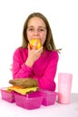 Little girl is having lunch Royalty Free Stock Photo