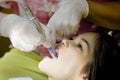 Little girl having teeth cleaned Royalty Free Stock Photo