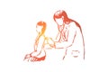 Little girl health checkup, female physician with stethoscope, pediatric clinic, children hospital