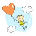Little girl with heart balloon