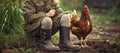 Little girl helps her parents on the home farm