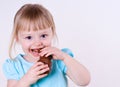 Little Girl and Her Chocolate Easter Bunny