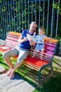 Little girl and her father reading an ABC-book Royalty Free Stock Photo