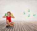 Little girl with her hands painted Royalty Free Stock Photo