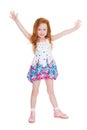 Little girl with her hands raised Royalty Free Stock Photo