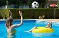 Little girl with her mom playing ball. Royalty Free Stock Photo