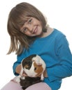 Little girl and her pet a guinea pig Royalty Free Stock Photo