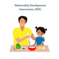 Little girl and a his father baking cookies. Relationship Development Intervention or RDI technique, the successful