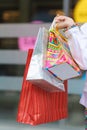 Little girl holding bags