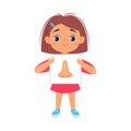 Little Girl Holding Card with Nose Body Part Vector Illustration