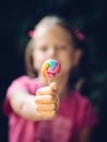 Little girl with lollipop - shallow depth of field