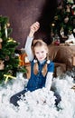 Little girl is holding fake snow Royalty Free Stock Photo