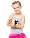 Little girl holding a guinea pig Royalty Free Stock Photo