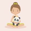 Little girl holding her panda toy Royalty Free Stock Photo