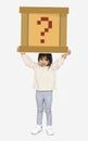 Little girl holding a question box Royalty Free Stock Photo