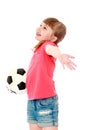 Little girl holding a soccer ball Royalty Free Stock Photo