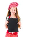 Little girl holds blank sheet of paper Royalty Free Stock Photo
