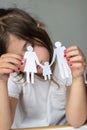 Little girl holds paper chain family Royalty Free Stock Photo