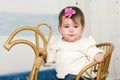 Little girl on a horse rocking chair Royalty Free Stock Photo