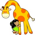 Little girl hug giraffe