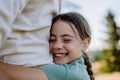 Little girl hugging her father, close up. Father's day concept. Royalty Free Stock Photo