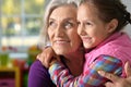 little girl hugging her grandmother Royalty Free Stock Photo