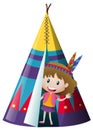 Little girl in indian teepee