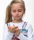 Little girl with a injured finger Royalty Free Stock Photo