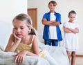 Little girl is jealous of his brother Royalty Free Stock Photo