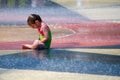 Little girl keeping cool Royalty Free Stock Photo