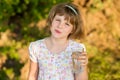 Little girl kid with glass of water in morning, drink every day Royalty Free Stock Photo